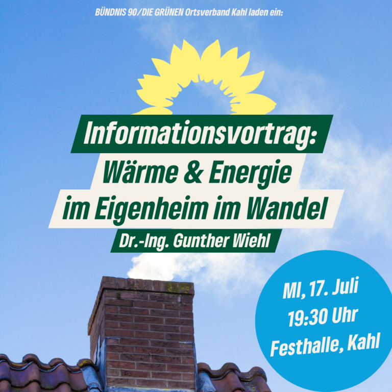 Informationsvortrag – Wärme & Energie im Eigenheim im Wandel, mit Dr.-Ing. Gunther Wiehl, am 17.7.24, um 19:30, in der Festhalle Kahl