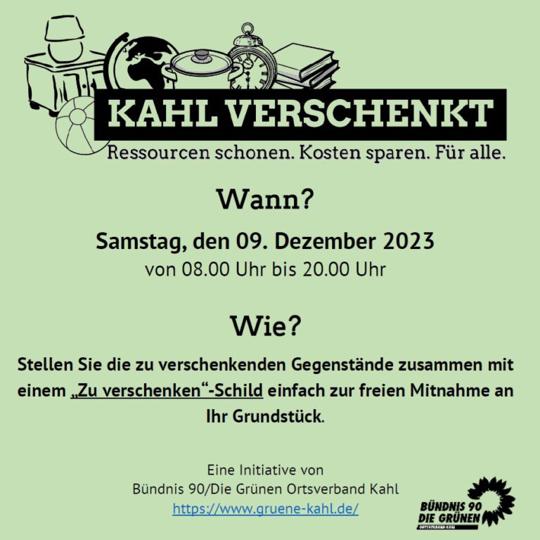 Kahl verschenkt am Sa., 9. Dezember